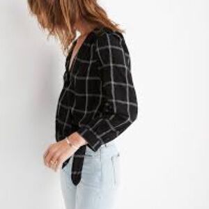 Black and White Plaid Women's Top